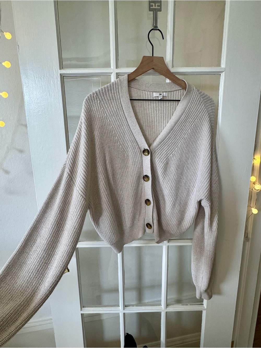 Cream Knit Button Cardigan Relaxed Fit Cotton Minimalist Neutral Fall Layering